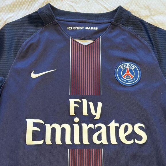 NIKE PSG PARIS SAINT-GERMAIN 2016/17 HOME SHIRT SOCCER JERSEY FLY EMIRATES KID L - Picture 3 of 12